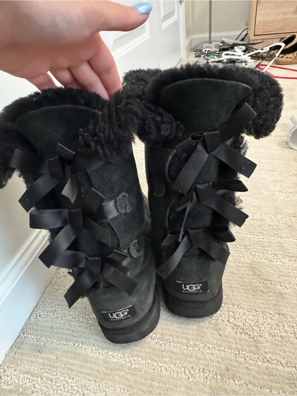 UGG Black Suede Shearling-Lined Tall Women's Winter Boots